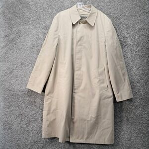 Newport Harbor Mens Tan Trench Coat Zip Out Faux Fur Lining Made in USA 44L